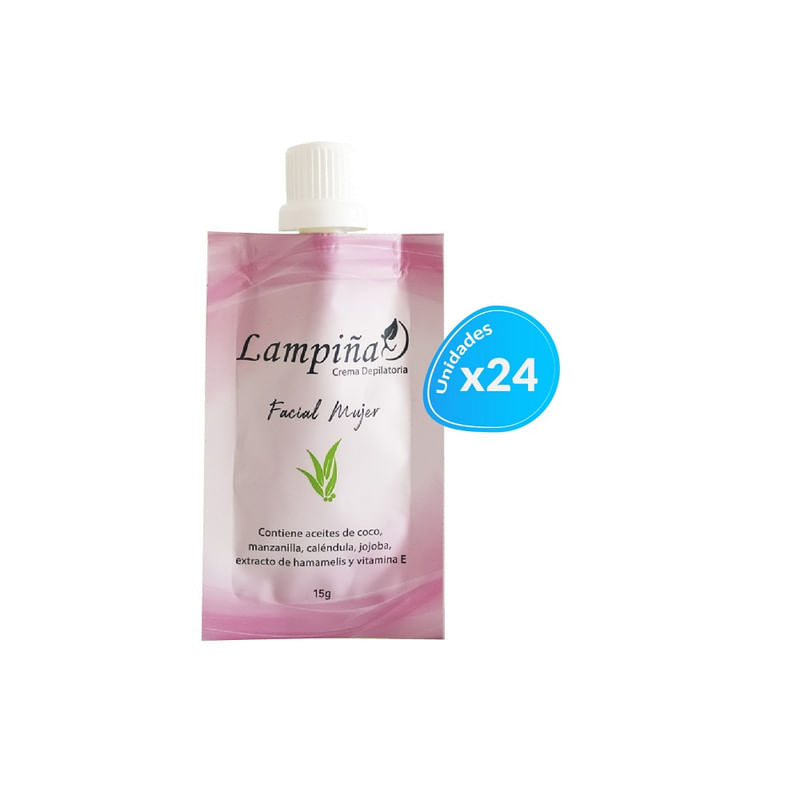 Crema Depiladora Facial  Lampiña 15 Gramos 24 Unidades