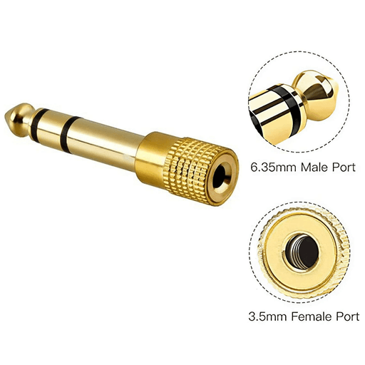 Adaptador de audio 6.3mm macho a 3.5mm hembra oro