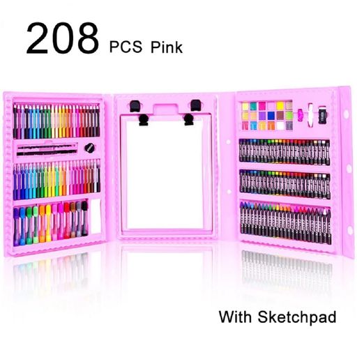 Kit De Colores 208 Piezas Juego Arte Y Dibujo Creativo Rosa. GENERAL