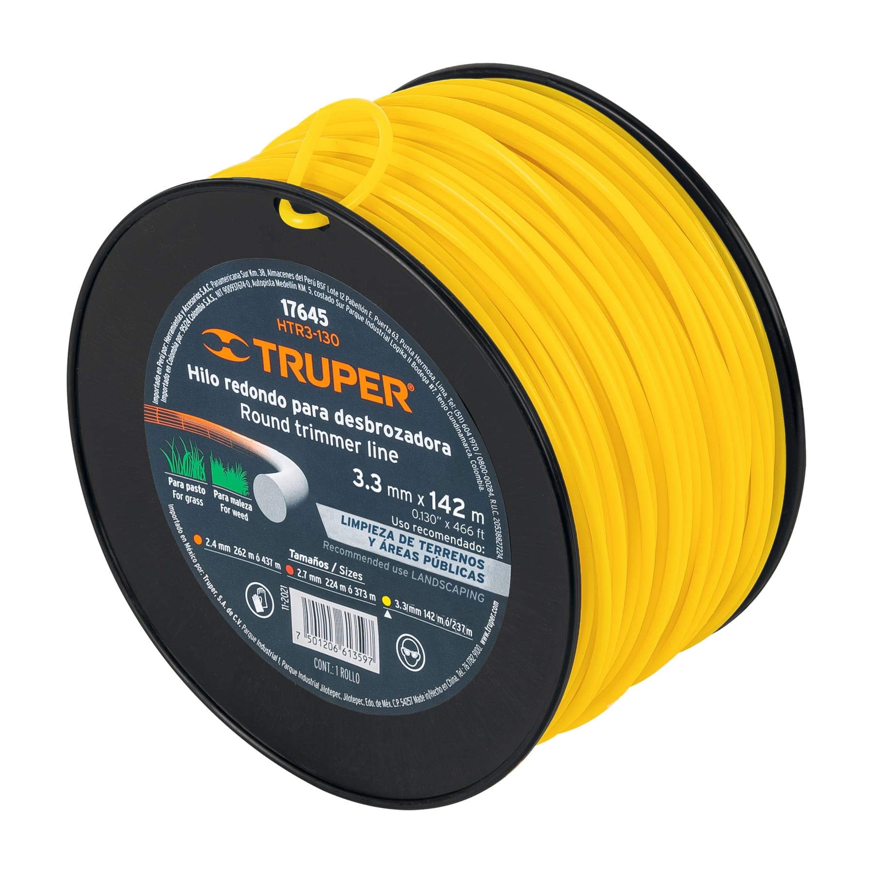 Hilos redondos 3 lb para desmalezadora 3.3 mm Truper 17645