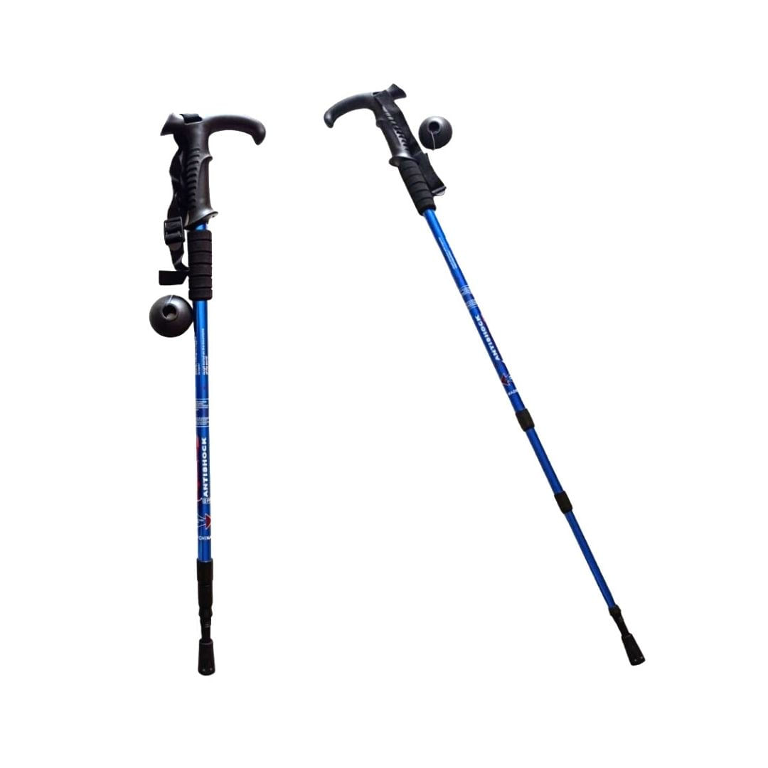 Bastón Trekking Antishock Mango T O L con Roseta Viaje Montañas Azul