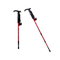 Bastón Trekking Antishock Mango T O L con Roseta Viaje Montañas Rojo
