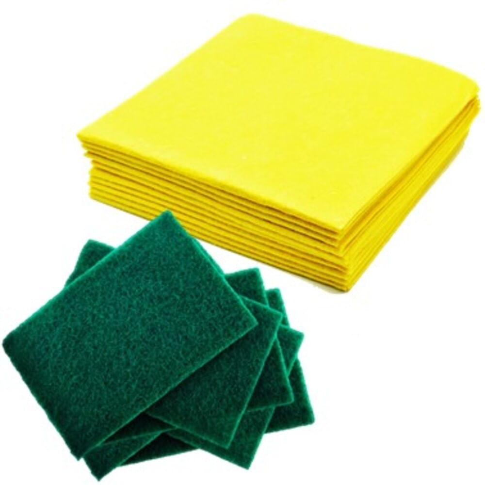 Paño Absorbente x 5 Und + Esponja Verde x 5 Unid - Lava Platos