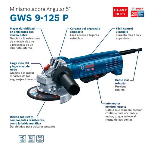 Esmeril amoladora Bosch GWS 9-125 900W