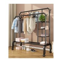 Perchero Estante Organizador Ropa Zapatos Ruedas Doble FY34 Negro
