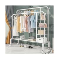 Perchero Estante Organizador Ropa Zapatos Ruedas Doble FY34 Blanco