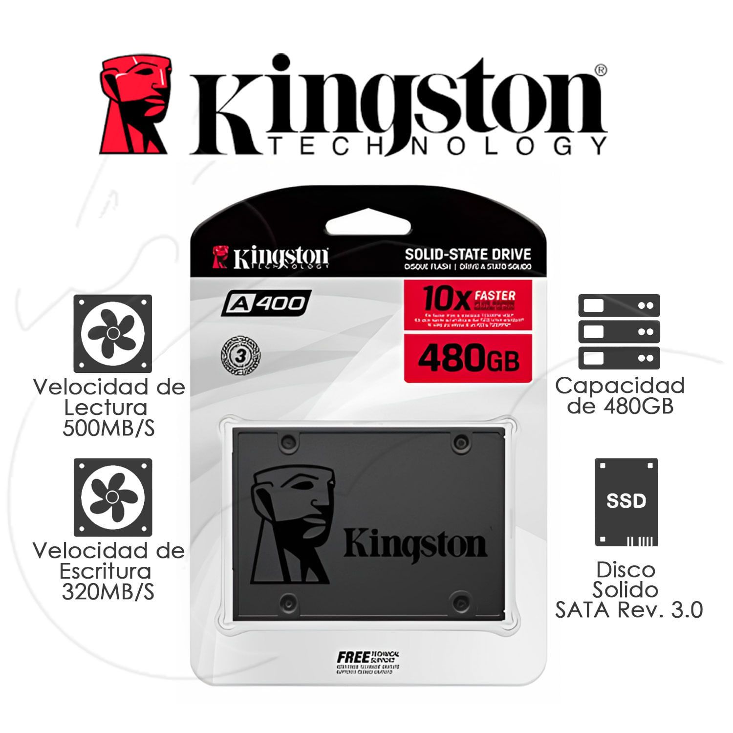 SSD 480GB Kingston A400 2.5"" SATA 3.0 Ultra Veloz