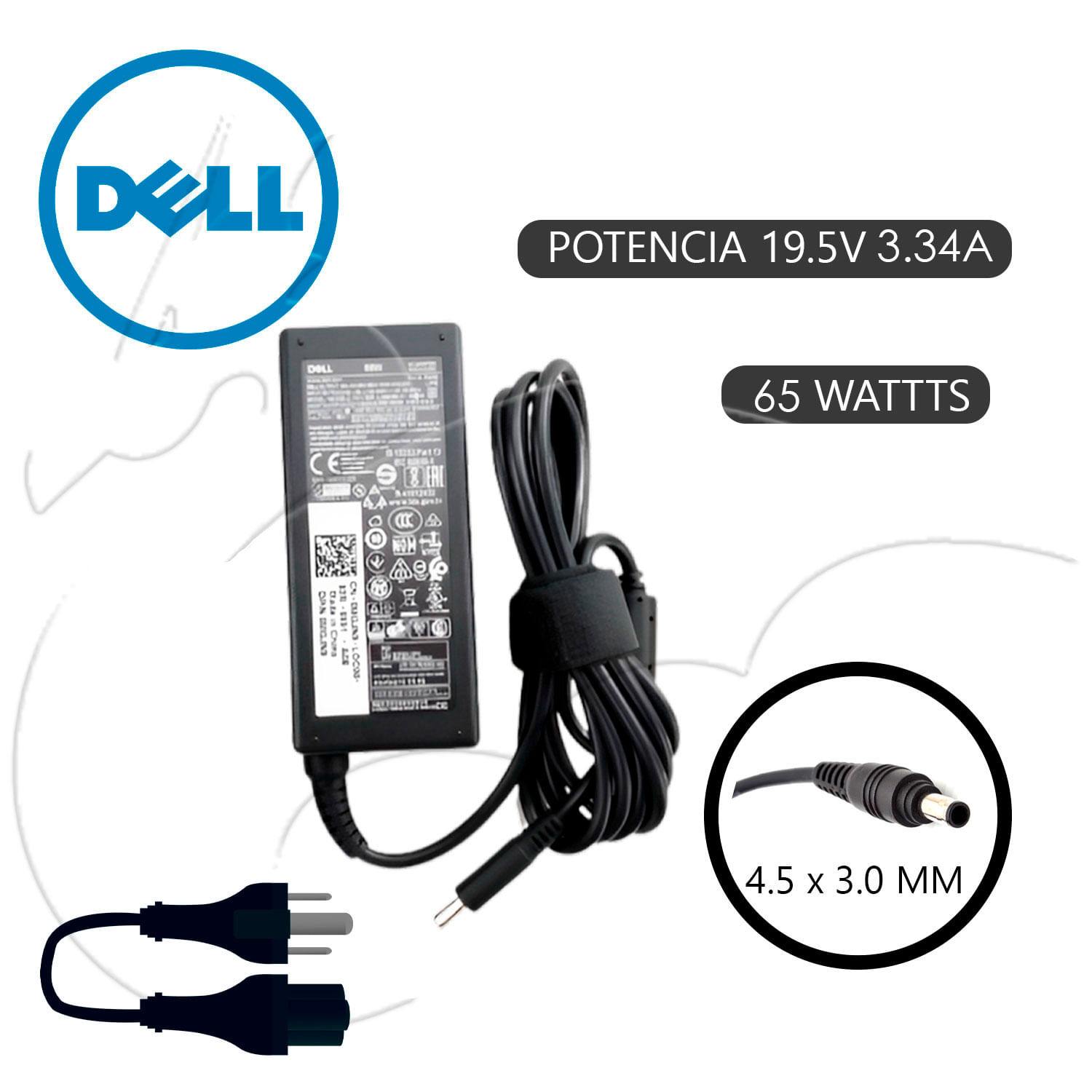 Cargador Dell Inspiron ( Punta Fina ) 19.5v 3.34 65w