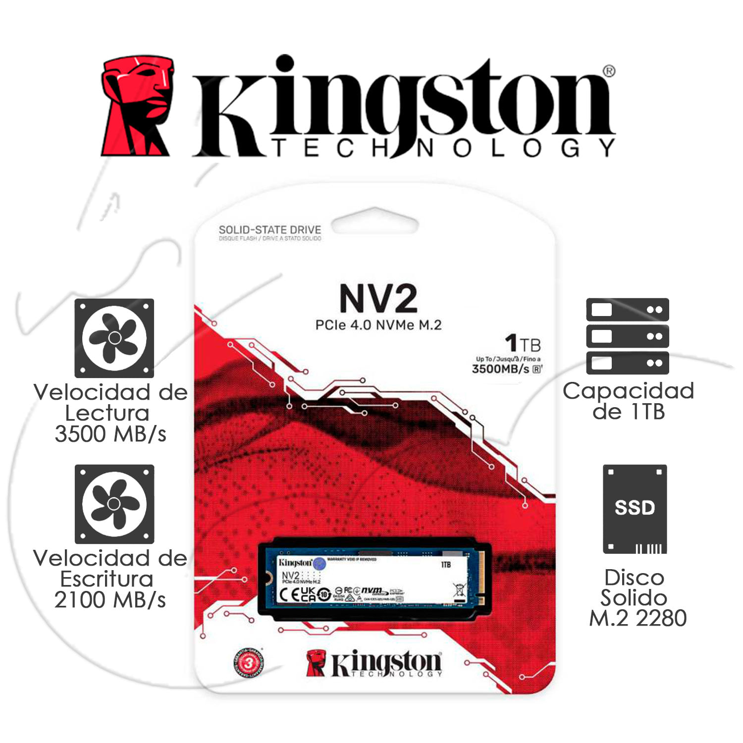 Ssd Kingston 1tb Nv2 Pcie 4.0 Nvme M.2