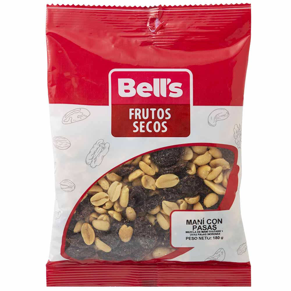 Piqueo BELL'S Maní con pasas Bolsa 180Gr