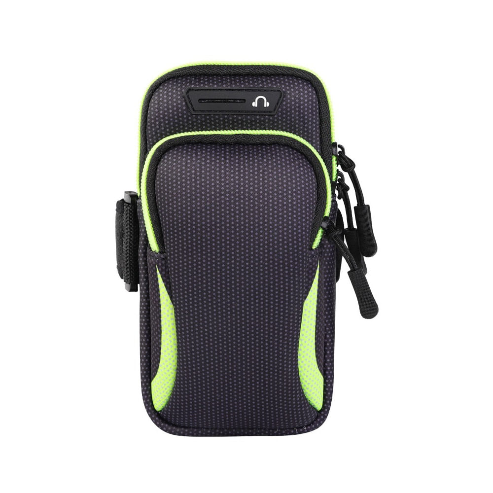 Bolso Porta Celular Deportivo Brazo Brazalete con Correa Cel Borde Verde