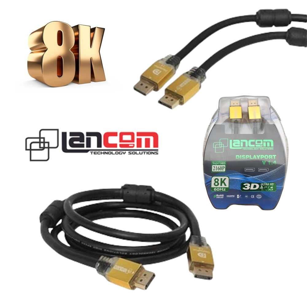 Cable Displayport a Displayport 3 metros 8k 1.4 60hz 2160P ultra HD Lancom