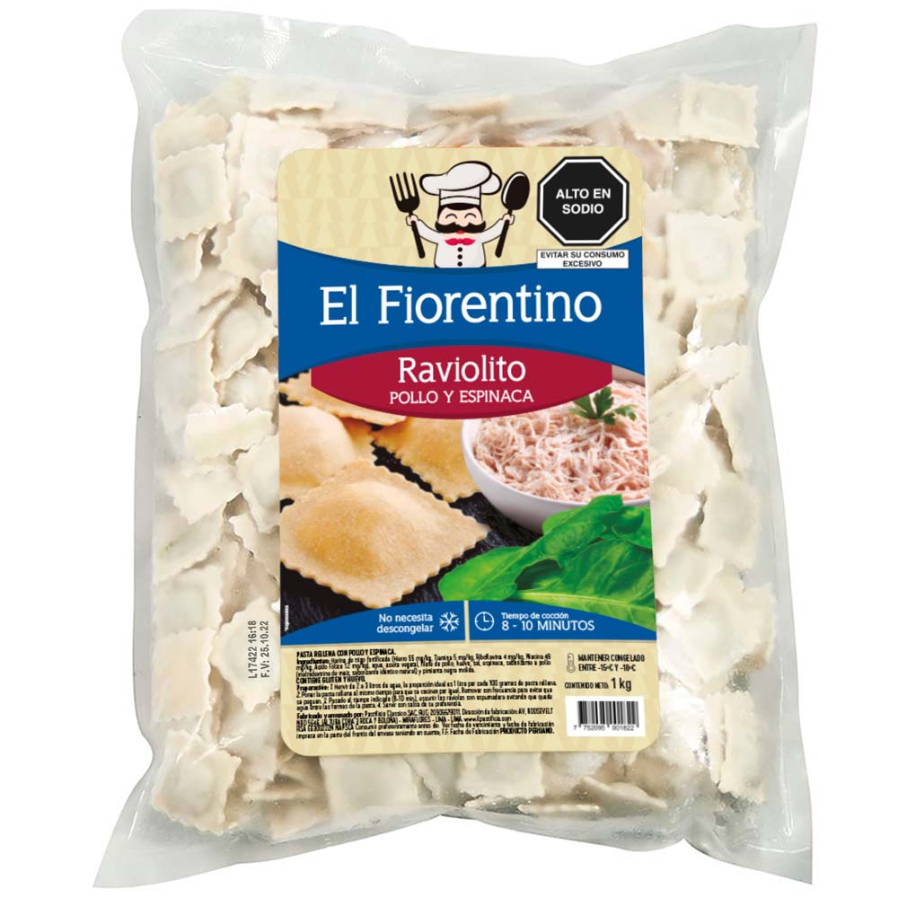 Raviolito de Pollo con Espinaca EL FIORENTINO Bolsa 1kg