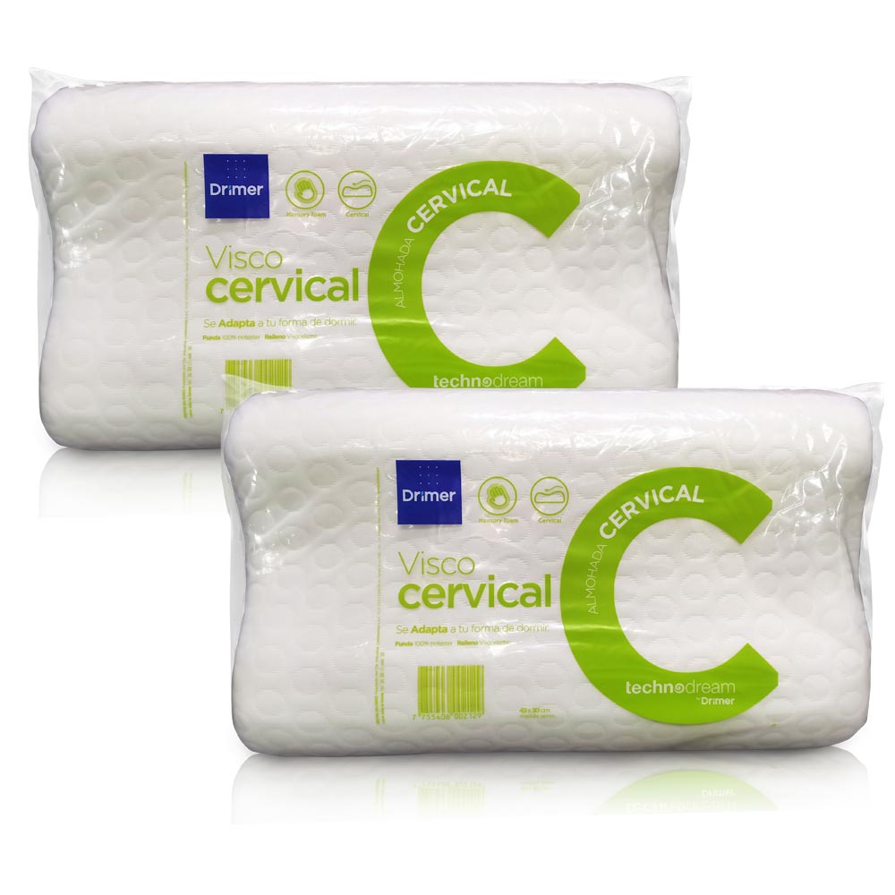 Pack Almohada TECHNODREAM Visco Cervical 49x30cm Paquete 2un