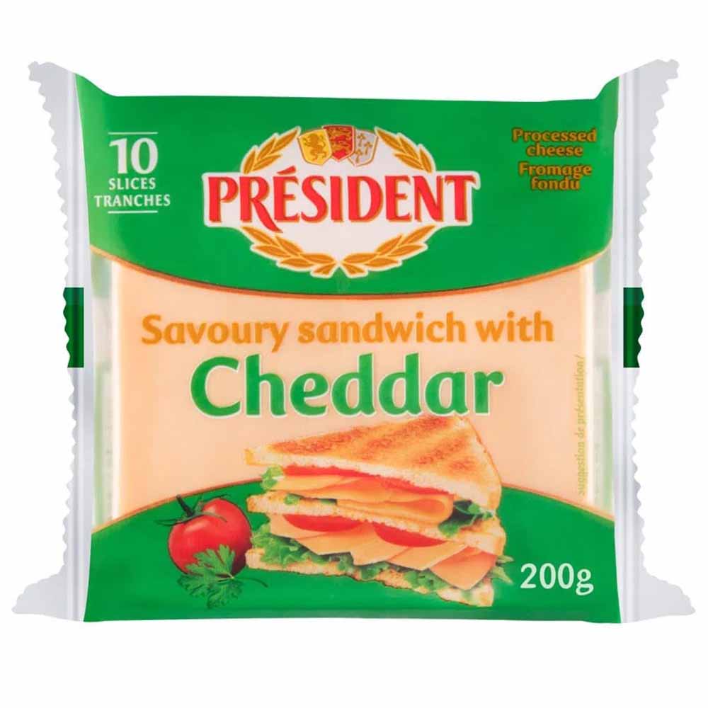 Queso Cheddar en Tajadas PRESIDENT Paquete 200g