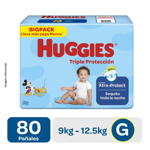 Pañales Bebé HUGGIES Triple Protección Talla G Paquete 80un | plazaVea -