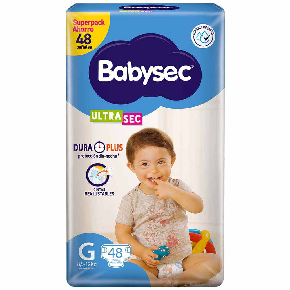 Pañal BABYSEC Ultrasec Hipoalergénico Mega G Bolsa 48un