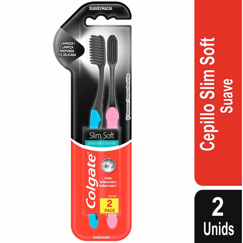 Cepillo Dental COLGATE Slim Soft Carbón x 2un