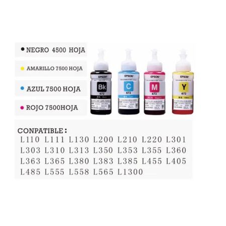 Pack de Tintas Epson 672 Original Black Cyan Yellow Magenta | plazaVea -  Supermercado