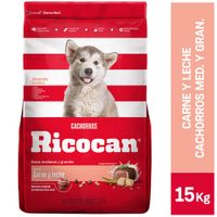 Alimento para Perro RICOCAN Cachorro Medianos y Grandes Sabor Carne y Leche Bolsa 15Kg