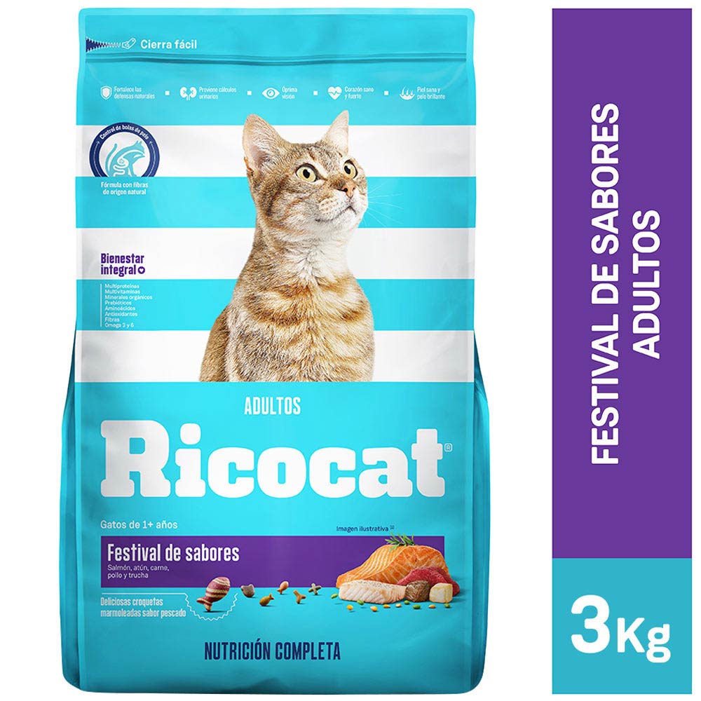 Alimento para Gato RICOCAT Adulto Festival de Sabores Bolsa 3Kg