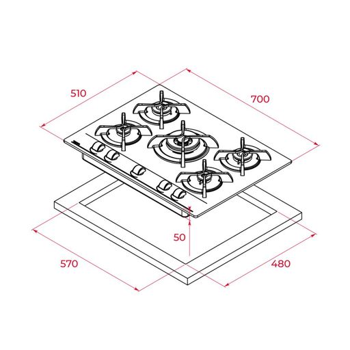 COCINA GAS TEKA GBC 75030 NEGRO 70x51 cm