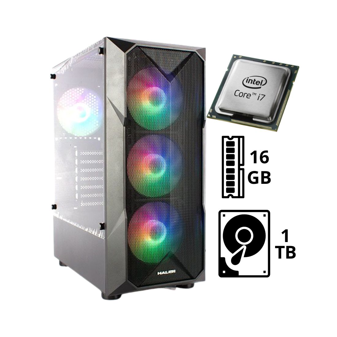 Computadora PC Intel Core I7 6TH RAM 16GB HDD 1TB CASE GAMER 450W