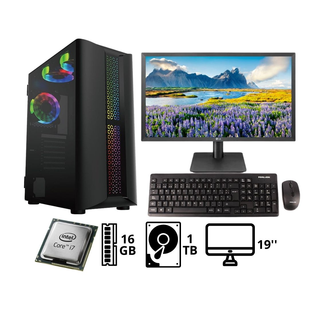 Computadora PC INTEL CORE I7 6TH RAM 16GB HDD 1TB MONITOR DE 19''