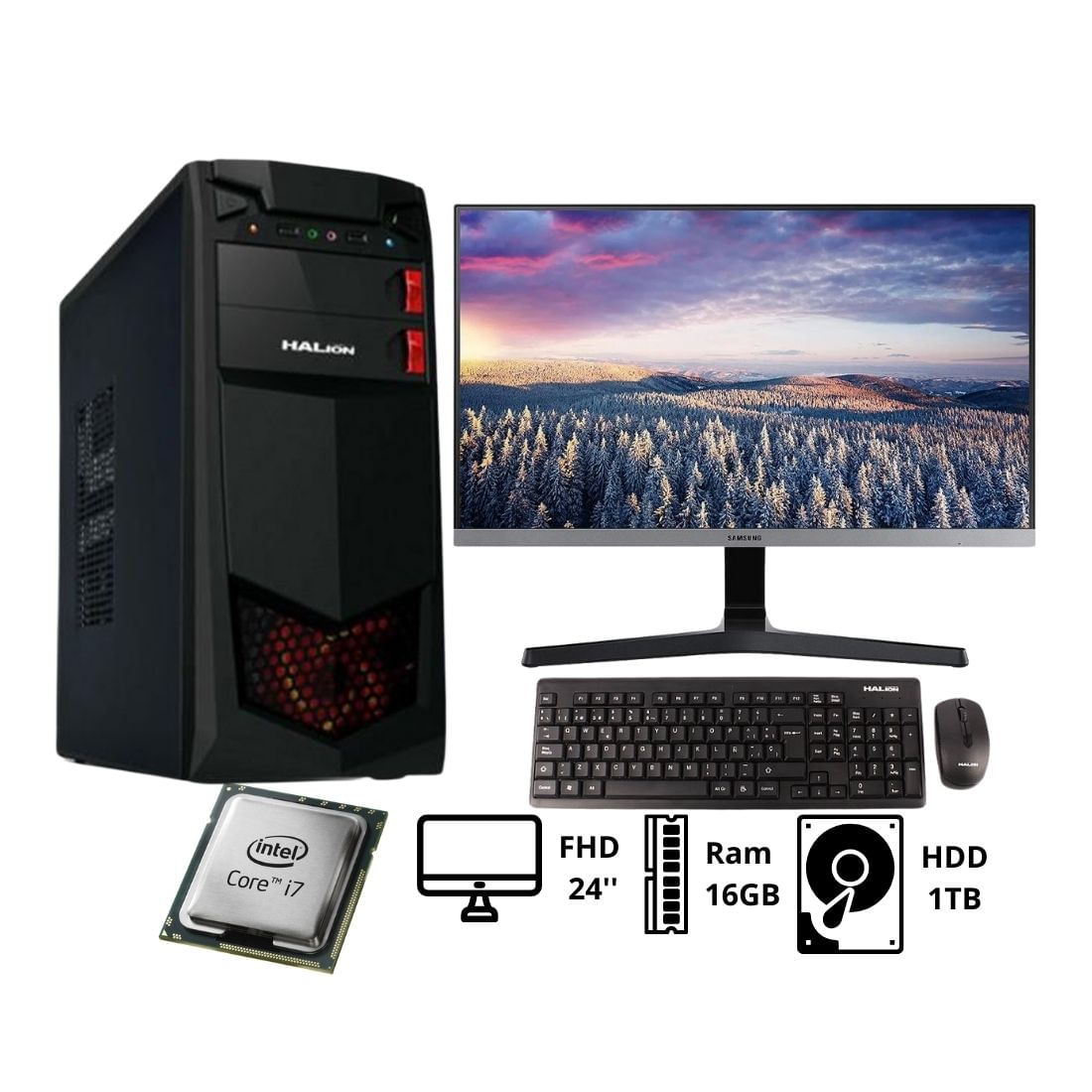 Computadora PC Intel CORE I7 3.4 GHZ RAM 16GB HDD 1TB MONITOR 24''