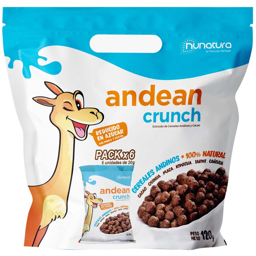 Cereal NUNATURA Andean Crunch Chocolate Paquete 6un x20g