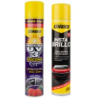 Kit Cera Rápida Insta Brillo SIMONIZ en Aerosol 480ml + Silicona Protector UV3 SIMONIZ Fresa
