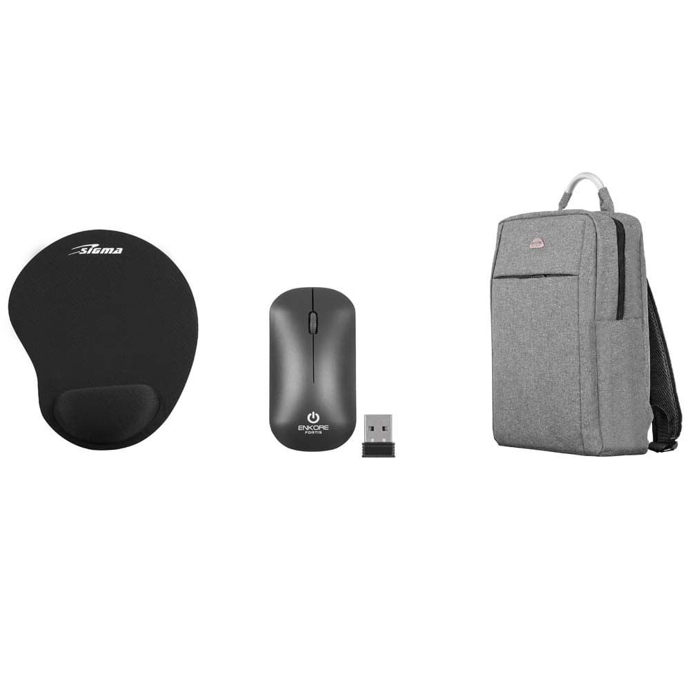 Kit MICRONICS Mochila, Mouse y Padmouse Gris