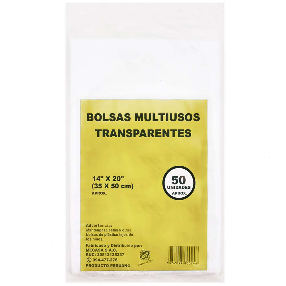 Bolsa Chequera MECASA Transparente 35x50cm Paquete 50un