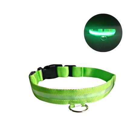 Collar Para Mascotas Ajustable Con Luz Led Talla L Verde