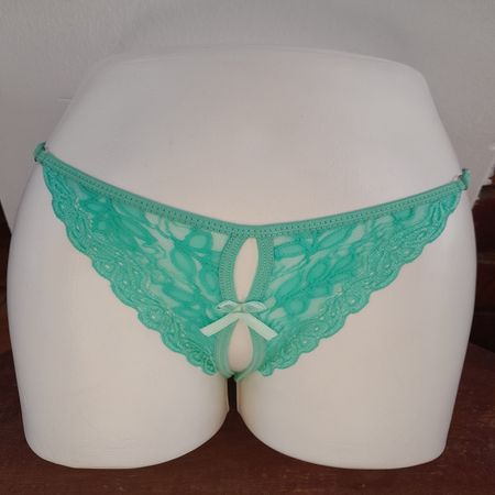Panty Semi Hilo de Encaje y Algodon Modelo Siempre Lista Turquesa