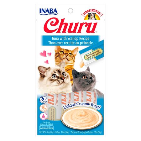 Puré Pate Snack Cremoso para Gatos Churu Sabor Atún con Ostiones 56g