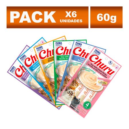 Six Pack Churu Snack cremoso para gatos combinado