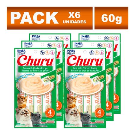 Churu Six Pack cremoso para gatos con sabor atún y pollo 60g