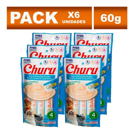 Churu Six Pack cremoso para gatos atún con ostiones 60g