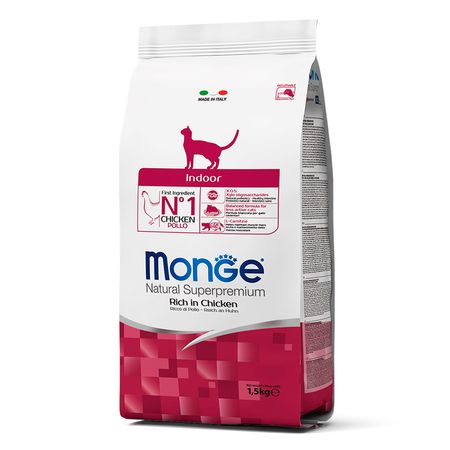 Comida para Gatos Adultos Monge Superpremium Indoor Pollo 1.5kg