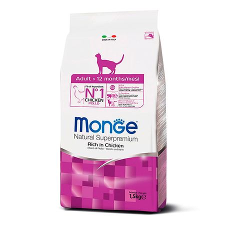 Comida para Gatos Adultos Monge Superpremium Rico en Pollo 1.5kg