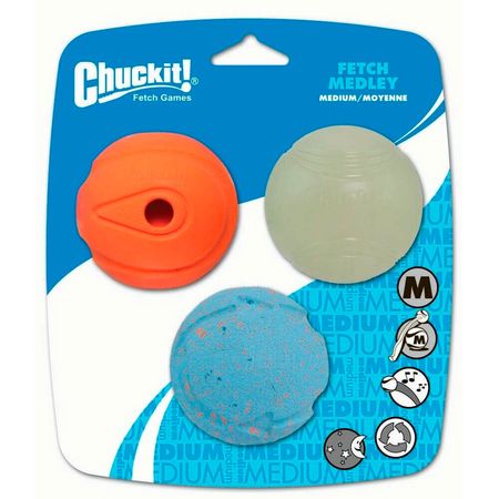 Juguete Pack de 3 Pelotas Chuckit Fetch Medley Mediano