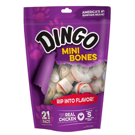 Mini Huesos Comestibles para Perro Dingo Mini Bones Snacks con Pollo 21 Unidades