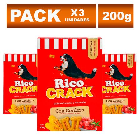 Snacks para Perros Ricocrack Adulto de Cordero 200g x3