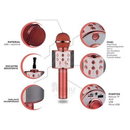 Microfono Rosado Bluetooth