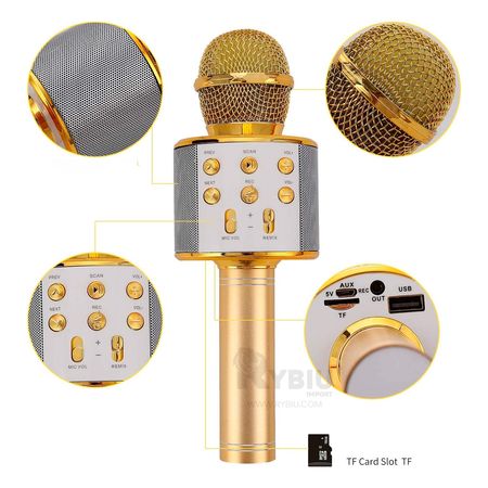 Microfono Karaoke de Fiesta Dorado