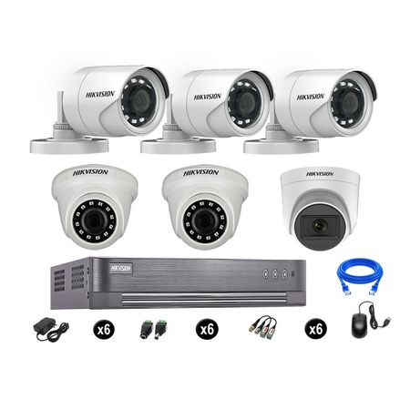 Cámaras de Seguridad Hikvision Kit 6 Vigilancia Full Hd Oferta 1 Camara con Audio