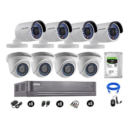 Cámaras Seguridad Hikvision Kit 8 Vigilancia Hd 720P + Disco 2Tb Oferta P2P Hdmi