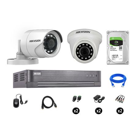 Cámaras Seguridad Hikvision Kit 2 Vigilancia Full Hd 1080P Disco 1Tb Oferta P2P