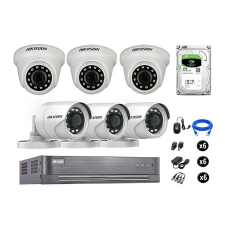 Cámaras Seguridad Hikvision Kit 6 Vigilancia Full Hd 1080P + Disco 1Tb Oferta